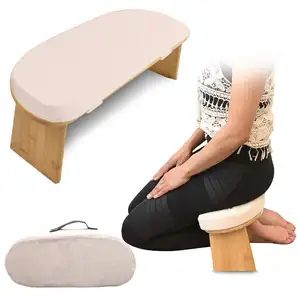 Confortable bambou Yoga agenouillé assis moderne ergonomique loisirs en bois méditation tabouret robuste banc de prière avec coussin