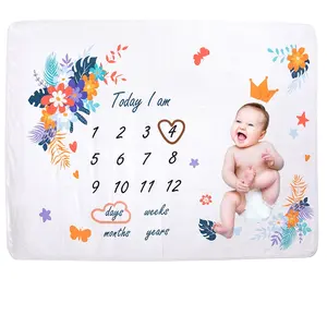 60x40 Zoll dickes Fleece Flanell Baby monatliche Meilenstein Decke neutrale kunden spezifische Designs für Neugeborenen Wachstum Foto Hintergrund