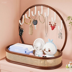 Support de rangement rond pour la maison, porte-clés et bijoux avec panier en maille pour l'organisation du bureau et les voyages, sans installation requise, sur pied - Product Image 3