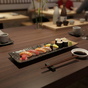 New Japanese <strong>Sushi</strong> <strong>Plates</strong> Melamine Unbreakable Restaurant Black Japanese <strong>Plates</strong> - Product Image 2