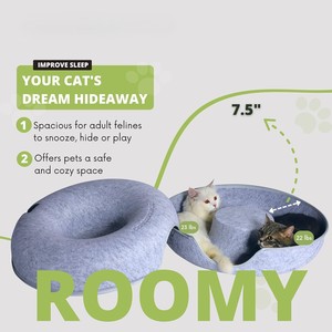 Lit tunnel pour chat de qualité supérieure, écologique, pour intérieur, avec grotte cachette, amovible, fournitures pour animaux de compagnie, maison pour chat en verre imprimé, forme carrée - Product Image 5