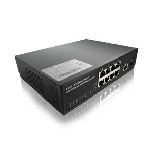 गीगाबिट नेटवर्क स्विच या हब 8 पोर्ट डेस्कटॉप 1 x RJ45 और 1Gb फाइबर SFP अपलिंक अप्रबंधित ईथरनेट स्विच