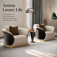 Fauteuil d'appoint de luxe de designer italien, en forme de coquille, avec plis verticaux, en velours et placage de bois Radica haute brillance, pour villa