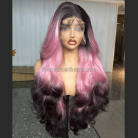 Perruque Lace Front Body Wave 32 pouces 13x4 Transparente Sans Colle Base Soie Ligne de Cheveux Naturelle Résistante à la Chaleur Synthétique