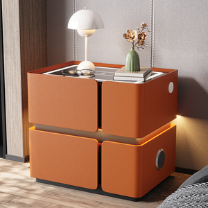 New Model Bedside Table Personalized Tempered Glass <b>USB</b>/Wireless Charging LED Light Modern Bedroom Furniture A60 Bedroom Bedside - Product Image 4
