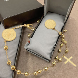 Bracciale Religioso con Perline Placcato Oro 18K in Acciaio Inossidabile con Ciondolo Croce e Vergine Maria Catena a Rosario per Donna - Product Image 4
