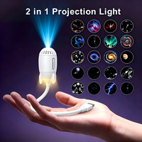 Nouvelle version Mini projecteur d'étoiles LED coloré, lune, aurore, espace, alimenté par USB, angle réglable, lampe de nuit 2-en-1, chambre à coucher, camping