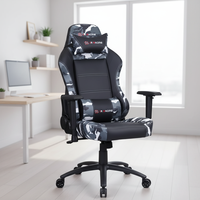 Fauteuil de Gaming Moderne JR Racing Grand Format, Dossier Haut en Cuir PU, Pivotant et Inclinable avec Support Lombaire et Appuie-tête Ajustables pour l'Esports