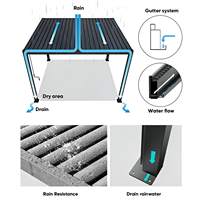 Pergola électrique extérieure en aluminium au design moderne, toit à lamelles réglables, imperméable, rideaux latéraux anti-vent en option, ambiance agréable