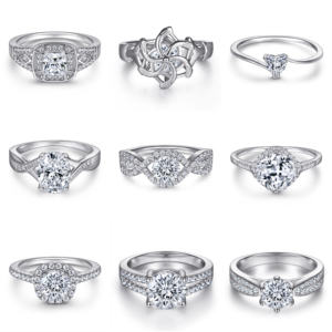 Bagues de mariage pour femmes, luxe, en argent sterling 925 plaqué rhodium, serties de zircons, style éternité, pour fiançailles et anniversaire - Product Image 1