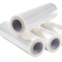 Film étirable LLDPE personnalisé en usine, film étirable en plastique transparent auto-adhésif en rouleau pour l'emballage de palettes, de marchandises, d'entrepôts et d'exportations