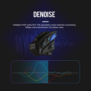 Casque de moto requin BT casque d'interphone CVC réduction du bruit FM 2 coureurs Communication IP65 partage de musique étanche - Product Image 4