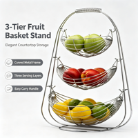 Panier de rangement pour fruits suspendu à 3 niveaux multifonction, panier à fruits en forme de banane pour le stockage des produits et des collations