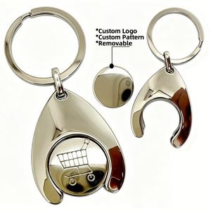 Custom Logo Shopping Cart Metal Token Trolley Coin Holder Keyring Zinc Alloy Metal Keychain - Product Image 3