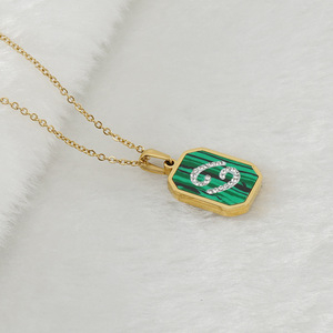 Collar de Moda con Doce Constelaciones de Malaquita para Mujer, Colgante de Constelación de Diamantes de Acero Inoxidable de 18K - Product Image 6