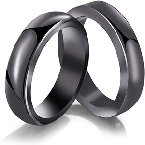 Modische Paarringe für Männer Schwarze Verlobungsringe aus Hämatit für Frauen Gewölbter Hämatit Schwarzer Gallenstein Fingerring - Product Image 2