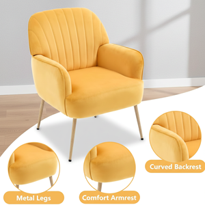 Velvet Accent <b>Chair</b> Modern Upholstered Living Room <b>Chair</b> Single Sofa Armchair <b>Comfy</b> Barrel <b>Chair</b> - Product Image 3