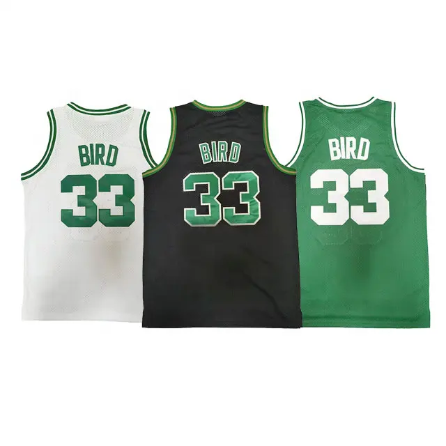 Pronto para enviar larry bird melhor qualidade costurado camisas de basquete