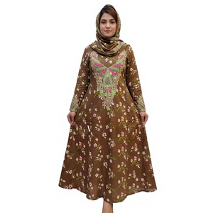 AISHWARY CREATION Sari en mousseline de soie marron avec broderie florale 58/60 pouces Vêtements pour femmes SAB-408_B - Product Image 1