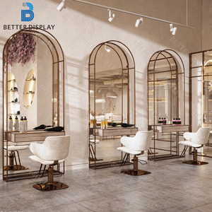 Modern Beauty Salon Decoration Design Beauty Salon Furniture Barber Shop Mirror Station Custom <strong>Reception</strong> Desk For Beauty Salon - Product Image 1
