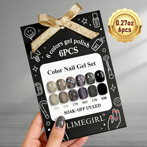 Set de Gel de Resina de 6 Colores para Uñas, Gris <span class=keywords><strong>Cemento</strong></span>, Negro Oscuro, Estilo Rococó, <span class=keywords><strong>Esmalte</strong></span> con Diamantes Rotos Brillantes, Básico - Product Image 1