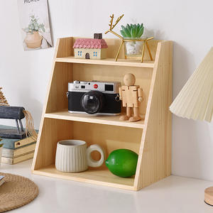 Boîte de rangement de bureau rétro en bois massif, tasse à eau multicouche et organisateur de cosmétiques avec support de rangement d'articles divers - Product Image 2