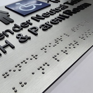 Panneau de signalisation WC ADA personnalisé EZD en acier inoxydable avec lettrage tactile en relief et Braille, conforme aux normes ADA - Product Image 2