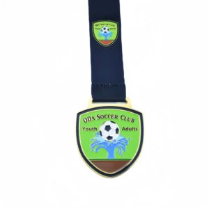 Medalla cuadrada chapada en oro 3D de alta calidad para fútbol sala <span class=keywords><strong>FUTBOL</strong></span> DE SALON con cinta de sublimación - Product Image 4