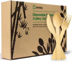 wholesale supplier disposable tableware fashion bamboo cutlery set