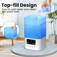 Humidificateur d'air ultrasonique 2,5 L, humidificateur à brume avec minuterie 2/4/8H, 3 vitesses, faible bruit, avec huiles essentielles et aromathérapie