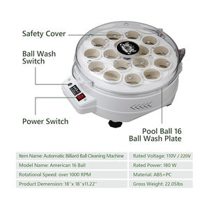 Máquina de Limpieza de Bolas de Billar de 16 Bolas Marca <span class=keywords><strong>Dr</strong></span>. Billiards, Construcción de Acero Inoxidable y Plástico, Lavadora de Bolas de Billar Duradera - Product Image 4