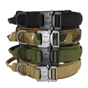 Ready To Ship K9 Adjustable Training Collar Tactical Dog Collar With Handle Durable Nylon Dog Collar For Large Dogs