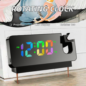 180 độ quay LED Chiếu kỹ thuật số Đồng hồ báo thức USB điện tử ABS trần chiếu cho phòng ngủ phòng khách điện - Product Image 2