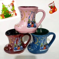 Mug en céramique moderne jetable personnalisé pour Noël avec motif Père Noël et bonhomme de neige, vaisselle festive pour cadeaux promotionnels
