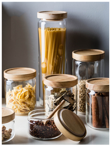 borosilicato aire apretado de almacenamiento tarro de madera de acacia sello de <span class=keywords><strong>comida</strong></span> <span class=keywords><strong>a</strong></span> casa Uso de usar la tapa de madera - Product Image 4