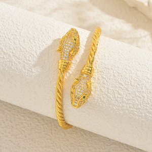 Snake Shape <b>Crystal</b> Rhinestone Open Bangle For Women Fashion Jewelry Gift - Product Image 3