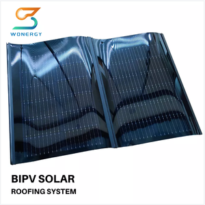Home Use BIPV Curved Monocrystalline Silicon <strong>Solar</strong> Roof <strong>Tiles</strong> with PERC Technology High Power Generation &amp; 30-Year Warranty - Product Image 1