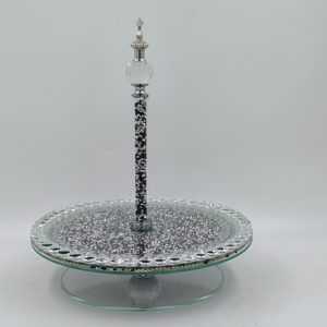 Support à gâteaux et coupelles à fruits en verre écologique FOSUN, design rotatif avec tête en métal, pour mariage et décoration intérieure, plateaux personnalisables - Product Image 4