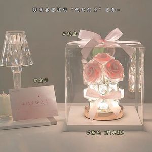 Lámpara de mesa recargable con luz nocturna de rosas y péptidos Xi para dormitorio, regalo decorativo para el Día de San Valentín - Product Image 5