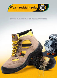 Chaussures de sécurité unisexes respirantes, anti-écrasement, antidérapantes, à embout en acier, à lacets, en cuir microfibre, résistantes à l'usure - Product Image 6