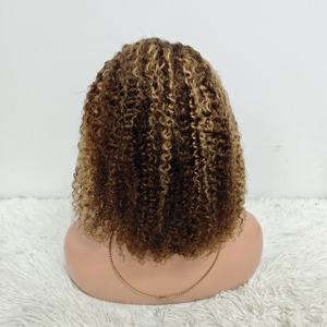 Promoción: Pelucas Bob Jerry Curly 13x4 de Cabello Humano con Encaje Frontal, de 10 a 16 Pulgadas, en Negro, 4/27, BUG, Color Ginger, Venta al Por Mayor - Product Image 6