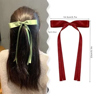 Fiocco a nastro 9.1inche nappine fiocco con fermaglio a coda lunga per accessori per capelli da donna e da ragazza