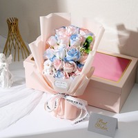 Nieuwe Blauw Roze Paars Rood Rozen Zeepbloemen Kunstbloemen Bouquet Cadeaubox Eco-vriendelijk Nieuwjaar Moederdag Valentijnsdag