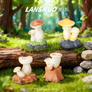 Lanshuo Miniature Mushroom Ornaments Lighted Fairy Garden Decor DIY Accessories Irregular <b>Shape</b> Painted Finish - Product Image 1