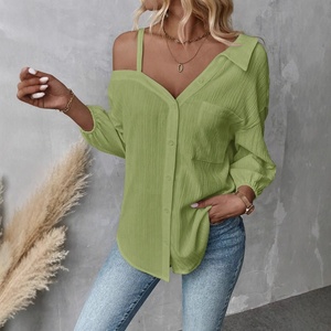 Blusa Casual da <span class=keywords><strong>donna</strong></span> modello 2025 con ricamo a bottone singolo per abbigliamento europeo-Design transfrontaliero primavera/estate - Product Image 3