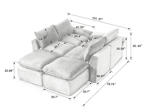 โซฟาผ้าลูกฟูกสไตล์โมเดิร์น สามารถประกอบเข้าด้วยกันได้อย่างอิสระ ให้ประสบการณ์การนั่งที่สะดวกสบาย - Product Image 6