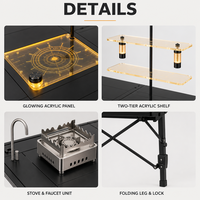 Table de camping pliable en alliage d'aluminium avec lumière, table d'extérieur portable et pliable pour la randonnée, le pique-nique, le barbecue