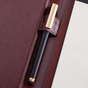 Porte-documents pliable en cuir PU avec logo personnalisé, format A4, spirale, 100 feuilles, pour conférences et réunions, avec presse-papiers intégré - Product Image 2