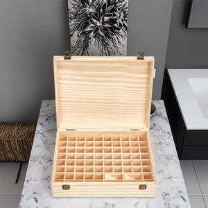 Caja de Perfume Hecha a Mano de Madera Maciza y MDF de Alta Calidad, Caja de Pino de Una Sola Capa con 74 Compartimentos para Aceites Esenciales de 5ml-15ml, Elegante Estuche de Madera - Product Image 1