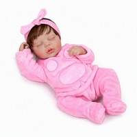 Boneka Bayi Reborn 20 Inci, Vinyl Lembut, Dilukis Tangan, Realistis, Boneka Bayi Baru Lahir Tertidur, Set Pink, Pakaian Biru, Hadiah Y-Z028